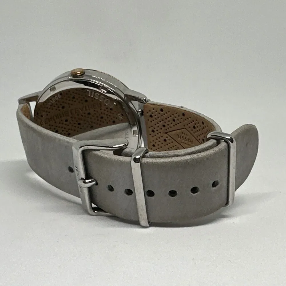 Fossil ES4057 Women's Gray Leather Analog Dial Quartz Genuine Wristwatch HME416